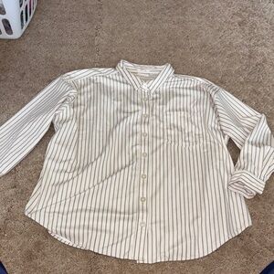 Maurices Cream and Black Striped Button-Down Shirt Plus Size Women’s 3X